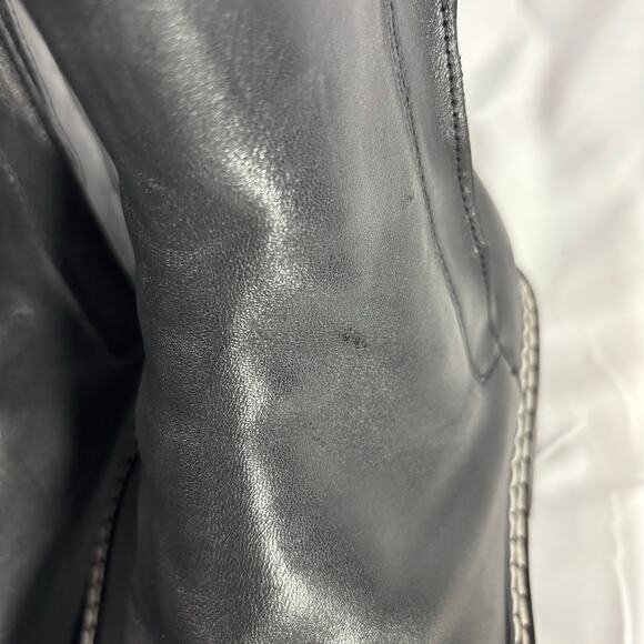 Calvin Klein KCAMINA Black Leather Mid-Height Ankle Boots Women’s 11M Side Zip - Picture 5 of 9